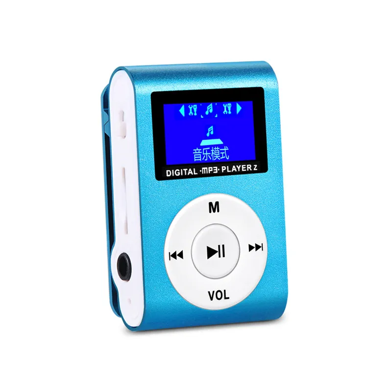 Portable Mp3 Player Mini USB Metal Clip Audio LCD Screen FM Radio Support Micro SD TF Card Lettore With Earphone Data Cable