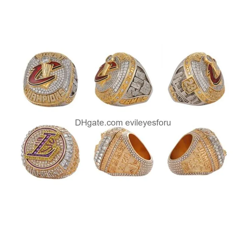 4pcs james basketball team champions championship ring set with wooden box souvenir men women boy fan brithday gift 2022 2023 hip hop jewelry sport