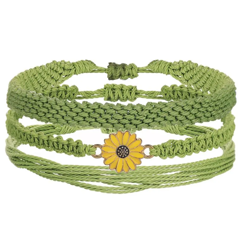womens bracelet handmade bohemian summer rope sunflower bracelets set adjustable friendship beach ankle bracelets ocean jewelry for women