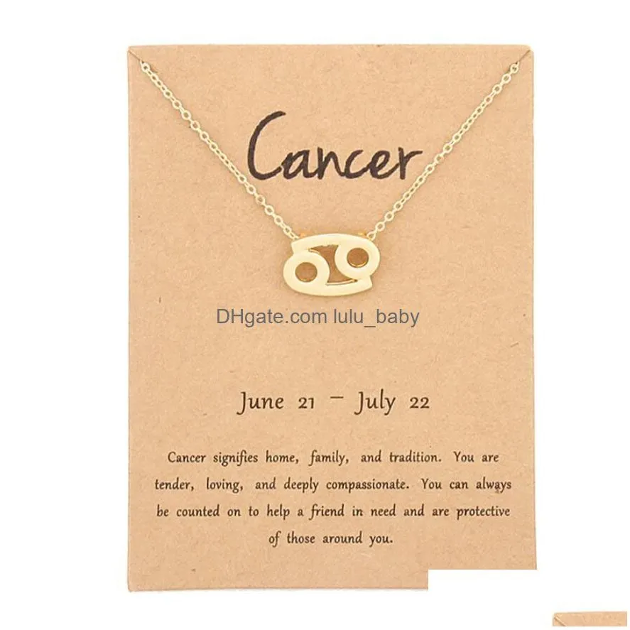 12 zodiac necklace with card constellation zodiac sign gold plated leo/aries/virgo pendant chain choker necklace for women