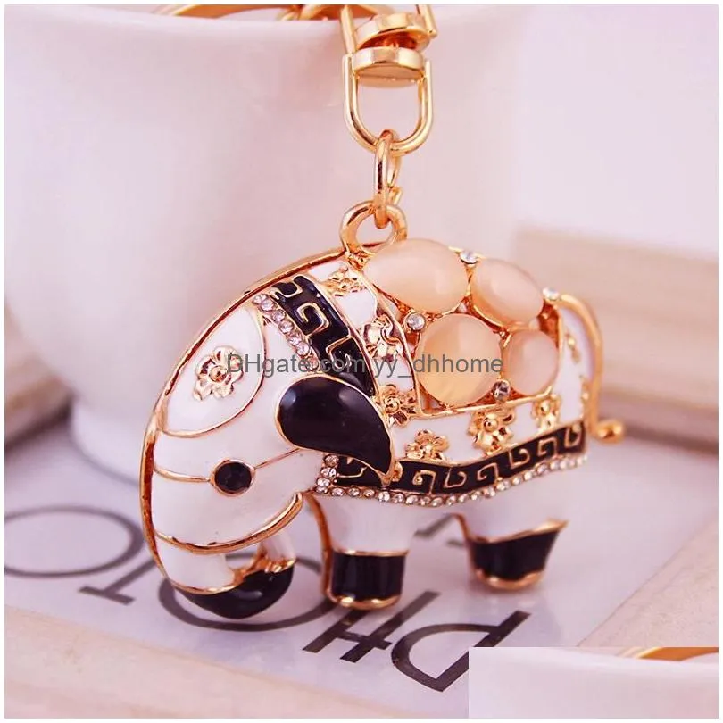 drip oil alloy car keychain keyring car accessories cute animal elephant key chain ring holder for women bag accessories