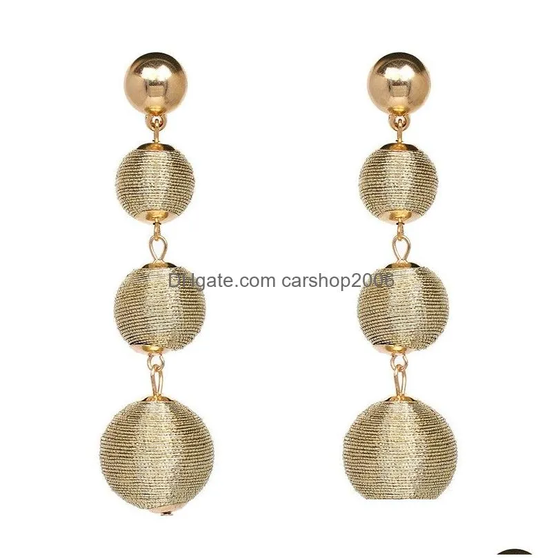 9 colors fashion jewlery three ball earrings long earring for women dangle chandelier high quality