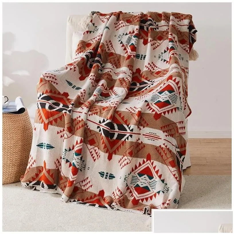 blankets plaid tassel knitted bohemian soft tapestry geometric nap blanket vintage home decor sofa er deken cobertor drop delivery g