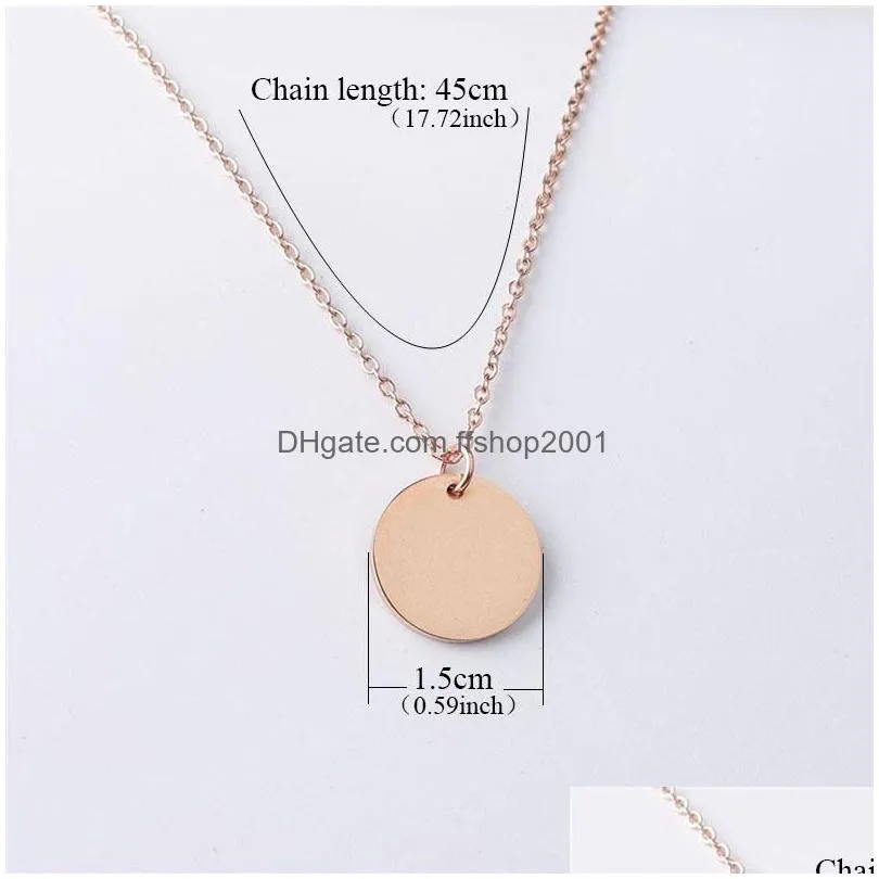 blank round circle pendant necklace stainless steel gold minimalist round blank dog tag coin jewelry for buyer own