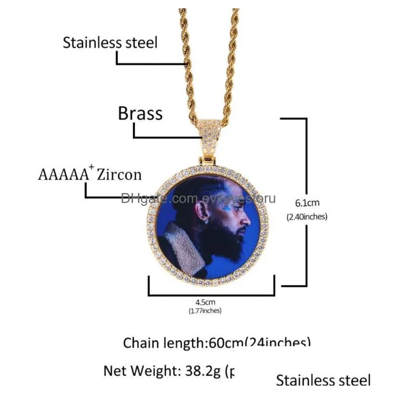 custommade picture pendant necklace customization hip hop punk wedding brithday women men gift brilliant cubic zirconia stone sweater