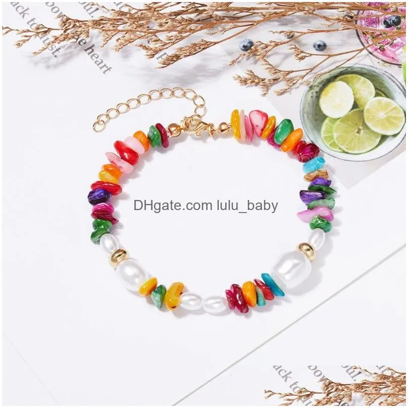 women natural stone simulated pearl bracelet jewelry fashion bohemian handmade beach irregular beads collar bracelet gift