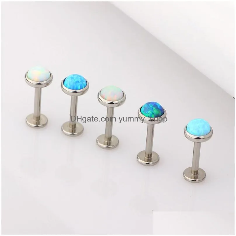 opal lip stud stone labret ring 16g lip stud kit body jewelry for women ear cartilage earring piercing ombligo