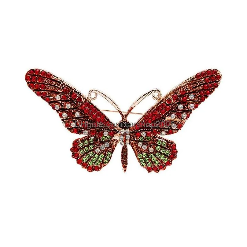 retro colorful rhinestone dripping oil enamel butterfly brooch for women insect animal brooch pins brooches factory direct sales