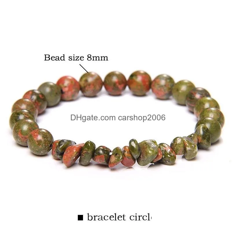 natural stone round gravel shape bead bracelet lapis lazuli solid color jewelry for women men creative gift
