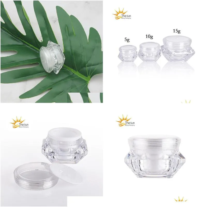 5g 10g 15g empty cosmetic bottle sample skin care cream jar pot diamond shape cosmetics packing container