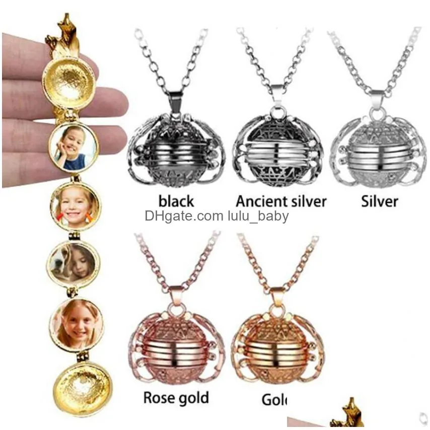  personalized magic p o expanding necklace for women men boy girl family memory floating locket pendant angel wings flash box jewelry