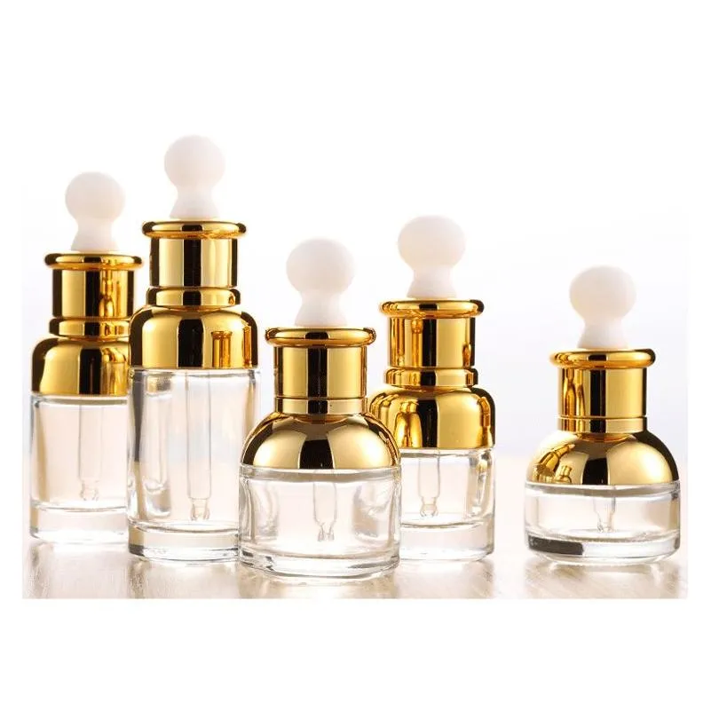 gold glass dropper bottle 20 30 50ml luxury serum bottles with shinny cap for essential oil