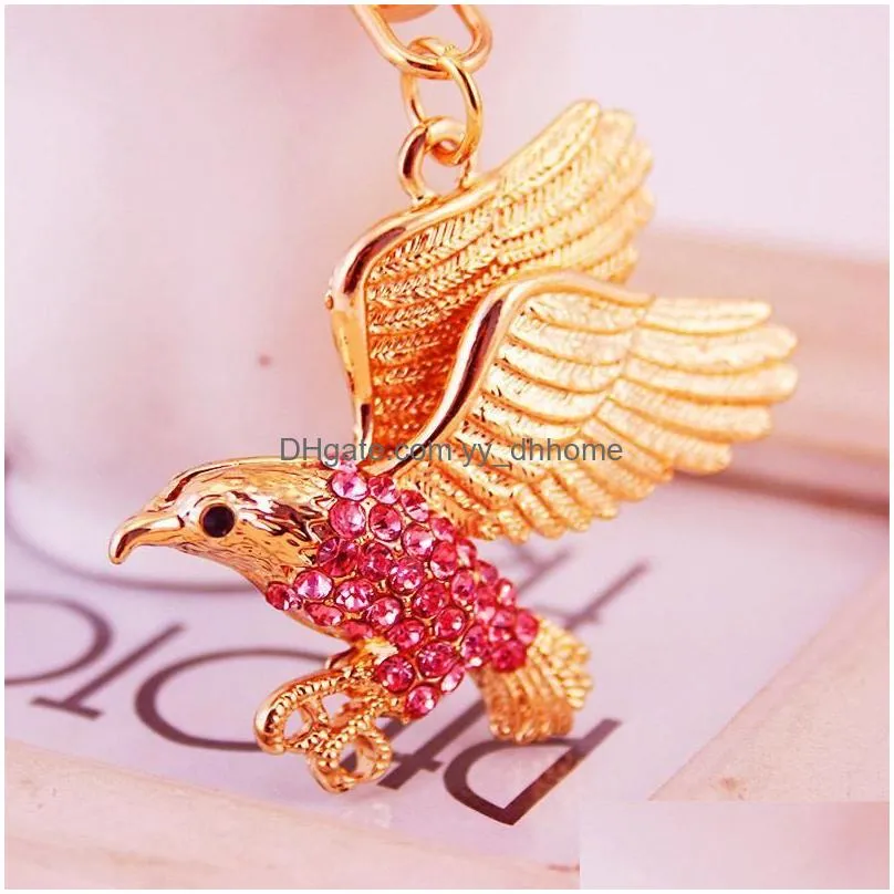 crystal keyring rhinestone animal  metal pendant keychain fashoin gold tone alloy car key chain key rings holder