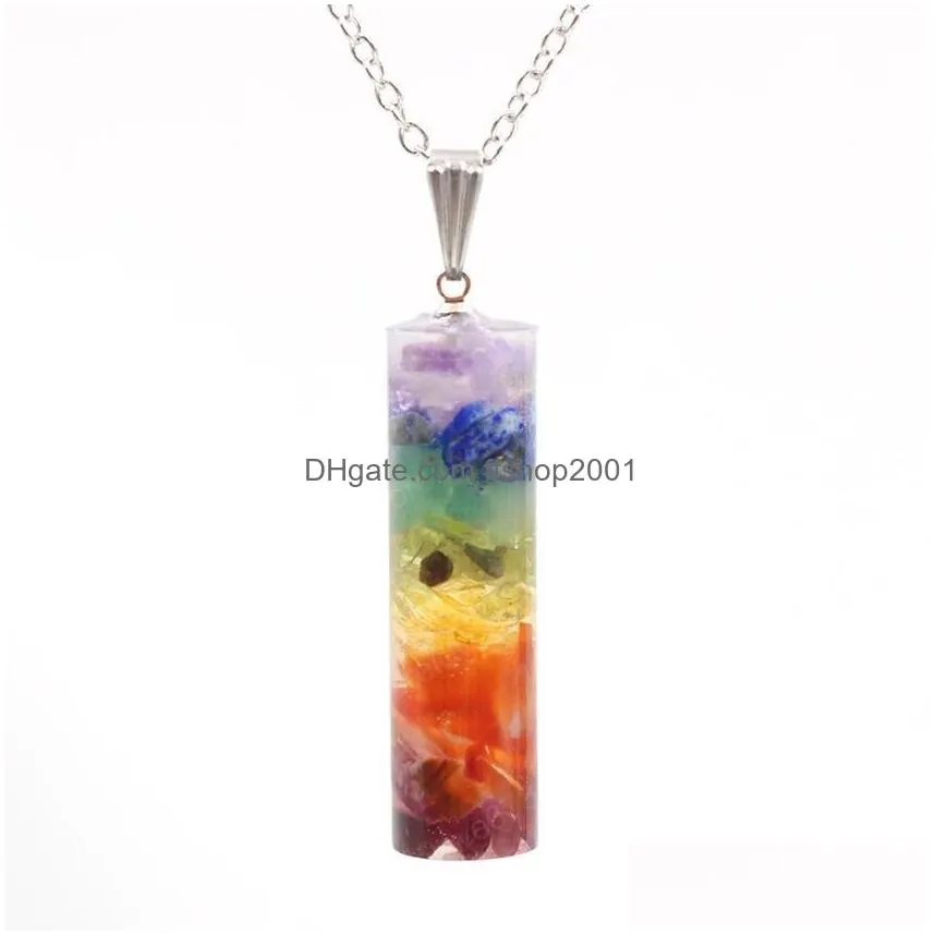 wholesale silver plated many style crystal and resin pendant link chain necklace healing chakra jewelry