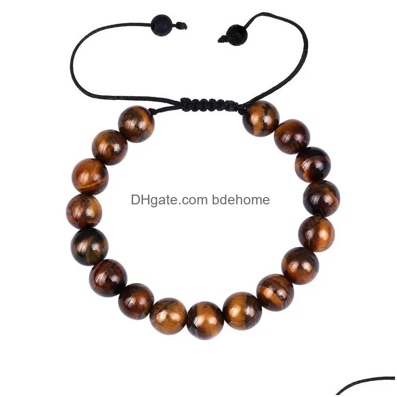 mens fashion natural tiger eye beads matte onyx stone woven bracelet bangles healing balance prayer women men jewelry