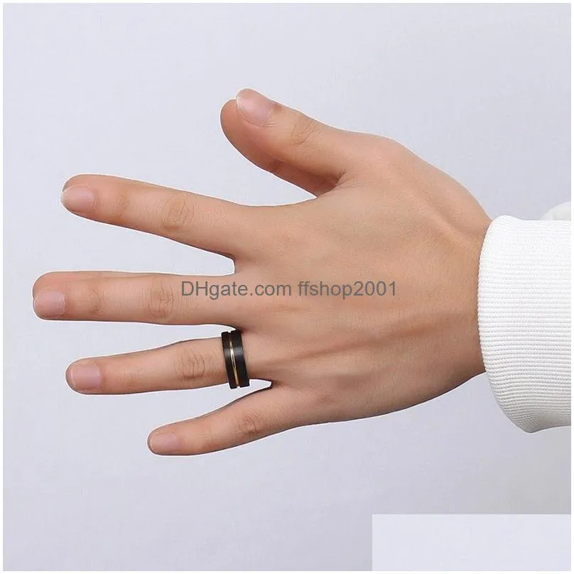 2020 goldcolor line 8mm black tungsten carbide ring for men jewelry