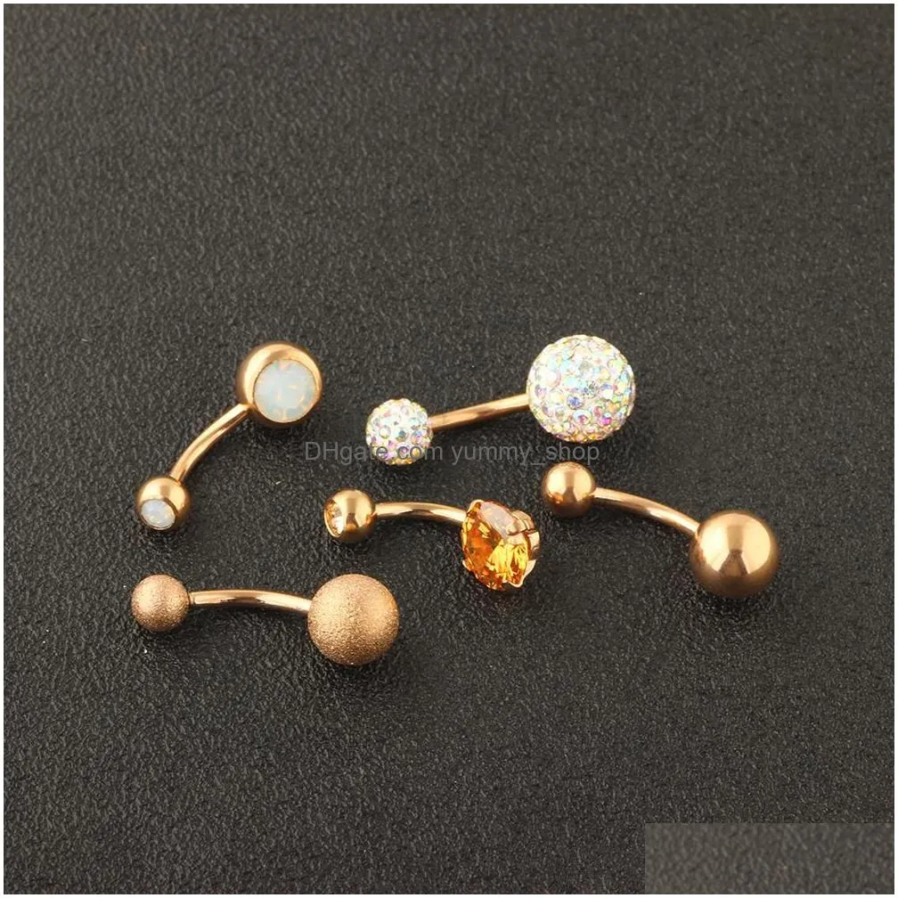 stainless belly button rings ombligo piercings 14g rose gold screw navel bar piercing nombril sexy women body jewelry