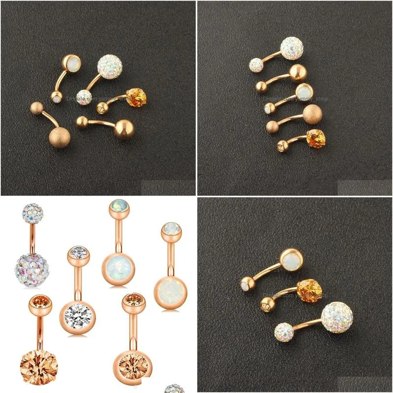 stainless belly button rings ombligo piercings 14g rose gold screw navel bar piercing nombril sexy women body jewelry