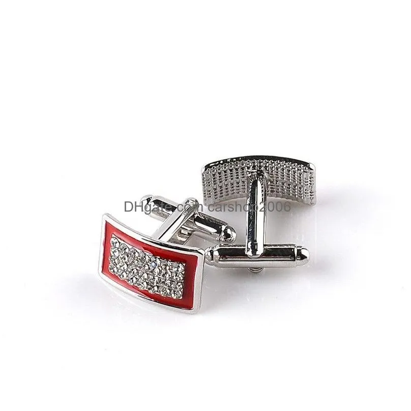 black red business suit shirt cuff link buttons diamond cufflinks for women men dress fashion jewelry