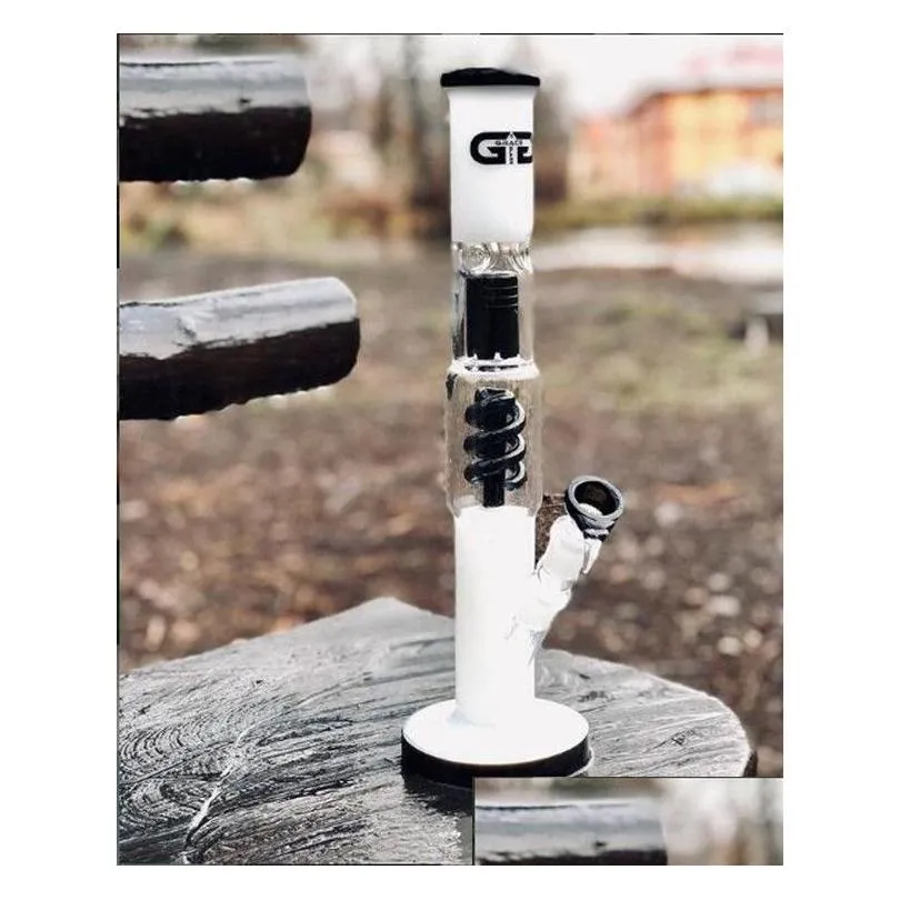 tall straight tube glass bong hookahs gb spiral percolator coil glass oil rig water pipes dab rigs with 14mm joint