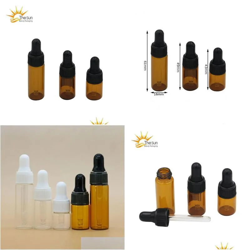 2ml 3ml 5ml mini amber glass dropper bottle sample container essential oil perfume tiny portable bottles vial
