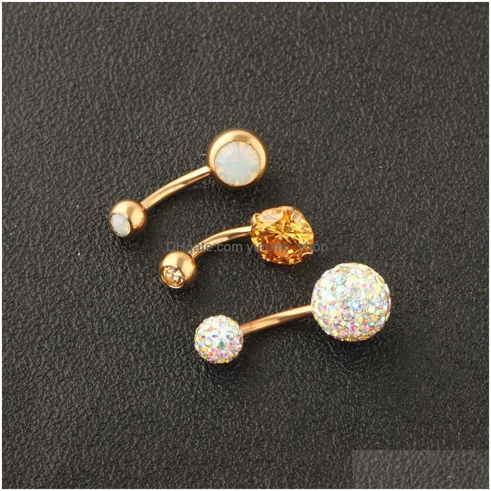 stainless belly button rings ombligo piercings 14g rose gold screw navel bar piercing nombril sexy women body jewelry