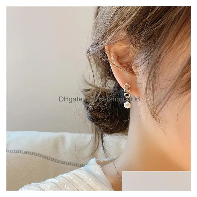 stud earrings for women simple dangle pearl earring gold chain high quality jewelry