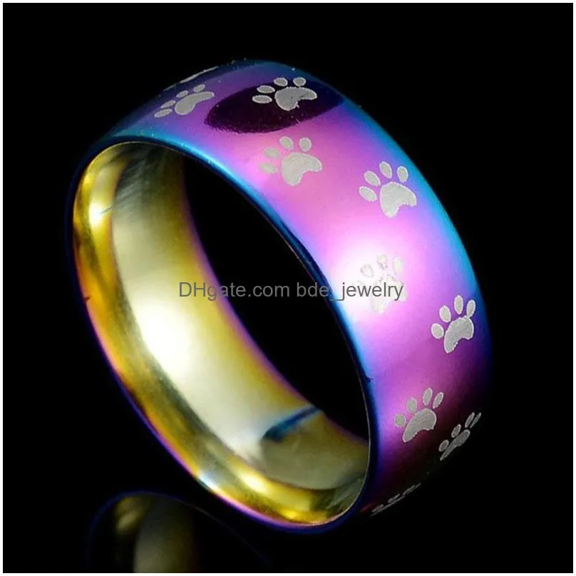 vintage silver rainbow cute bear paw cat claw ring 316l stainless steel rings mens jewelry for men lord wedding band male ring