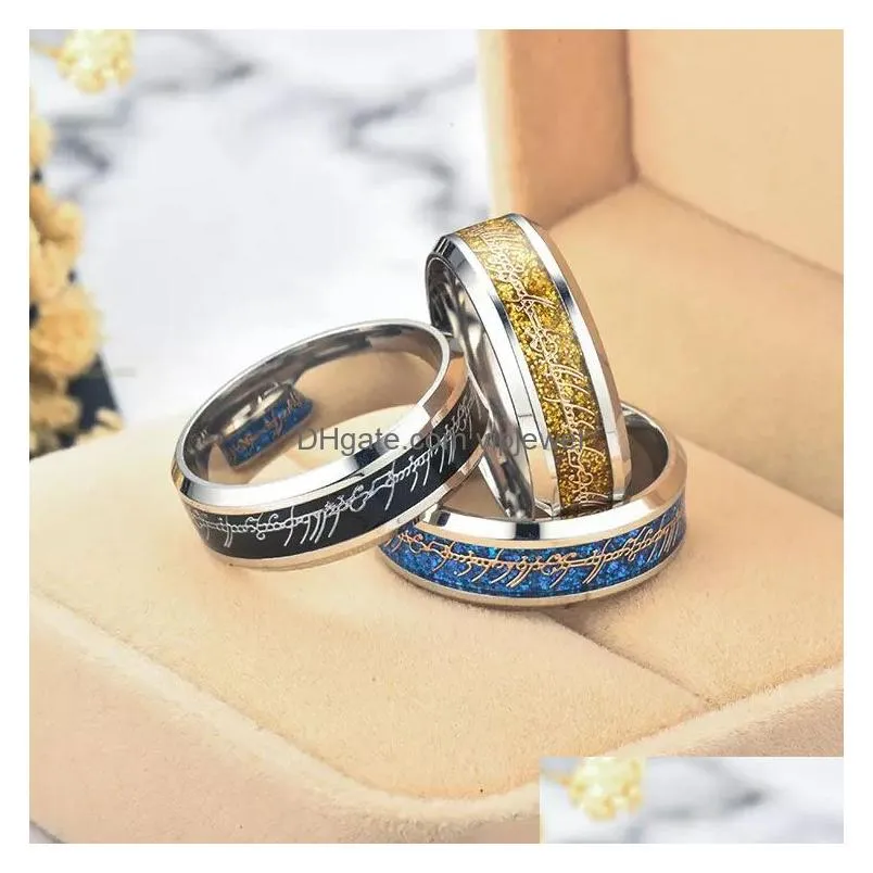  the lord of the ring silver gold letter finger ring band rings stainless steel ring brave hope inspirational jewelry women men