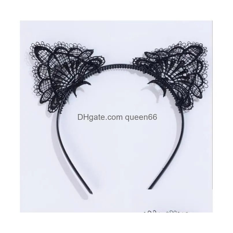 black lace y hollow headband cat ears headband cat girl headdress