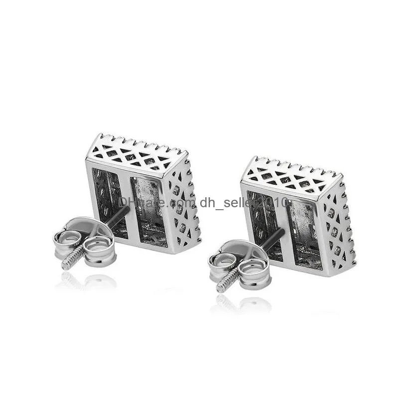 9mm baguette stud earrings iced out prong setting cubic zirconia earrings classic jewelry for birthday gift