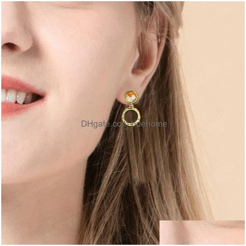 korea style romantic opal earrings for women trendy metal dangle earing jewelry cute hanging earrings