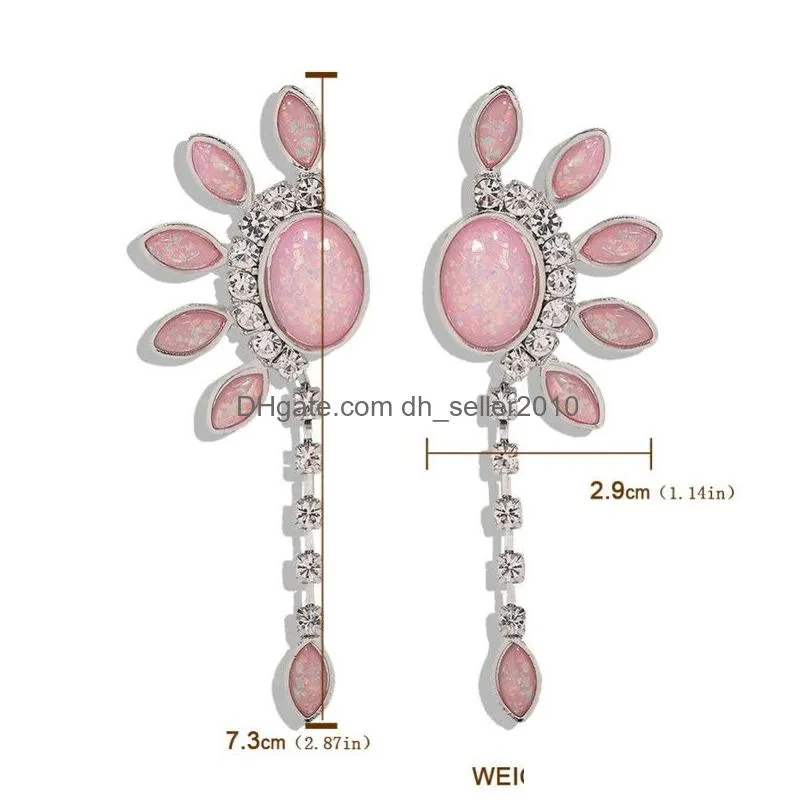 fashion romantic crystal tassel long drop earrings for women girls korean elegant sweet dangle pendientes gifts jewelry