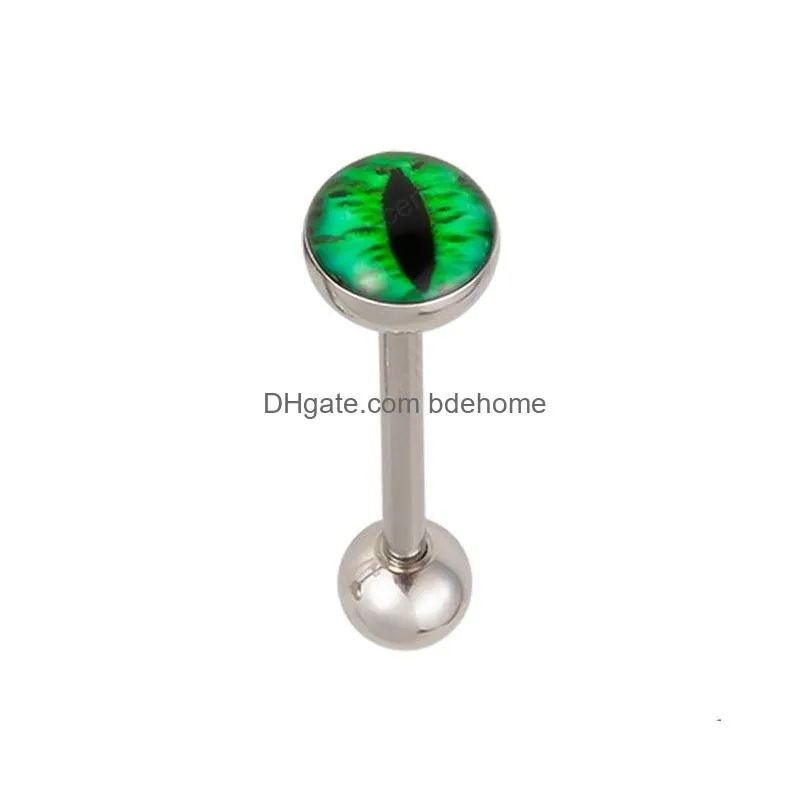 dragons eye tongue ring piercing barbell earring bar helix cartilage stud stainless steel tragus body jewelry