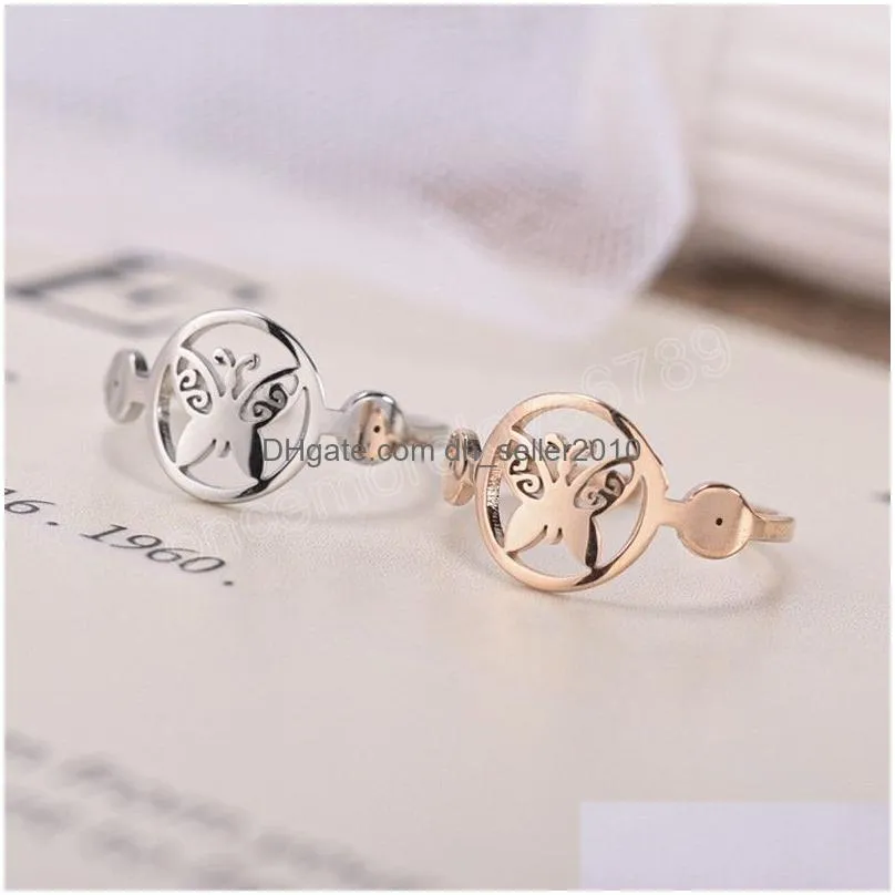 vintage butterfly finger ring for women men lover couple rings open cuff engagement wedding rings adjustable jewelry gift