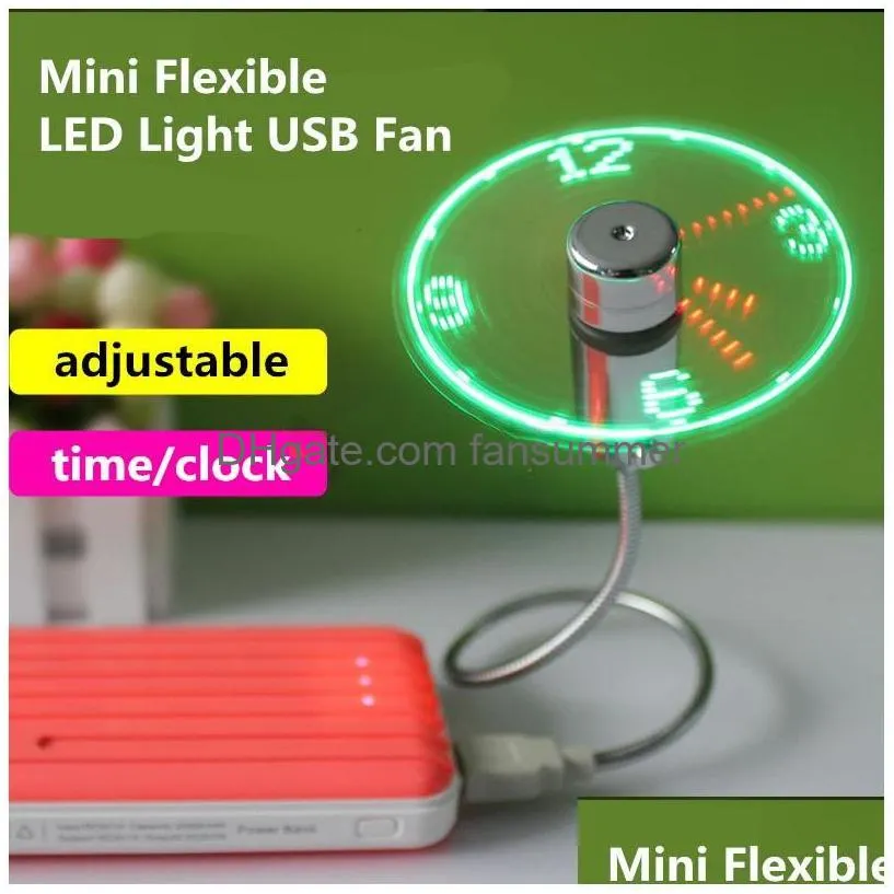 new durable adjustable usb gadget mini flexible led light usb fan time clock desktop clock cool gadget real time display high quality