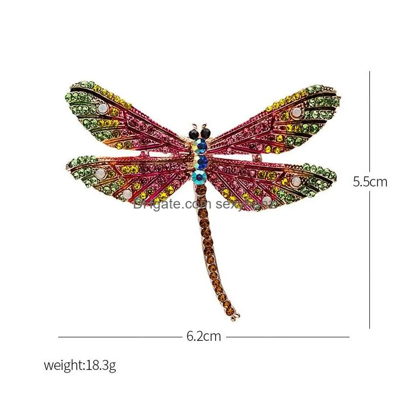  alloy inlaid color diamond dripping enamel dragonfly insect brooch exaggerated personality brooches pins for women/men wholesale