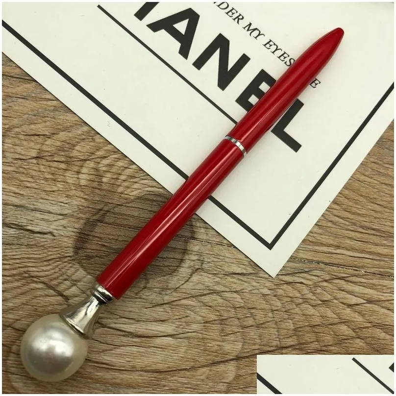 pearl ball pens ballpen pen fashion girl big pearl ballpoint pens for school stationery office supplies wholesale shipping dbc