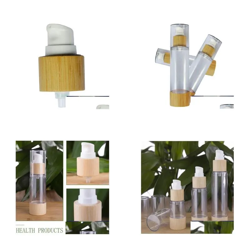 new bamboo cosmetic packaging bottle 20ml 30ml 50ml 80ml 100ml 120ml empty airless vacuum pump bottles for makeup cream serum lotion skin