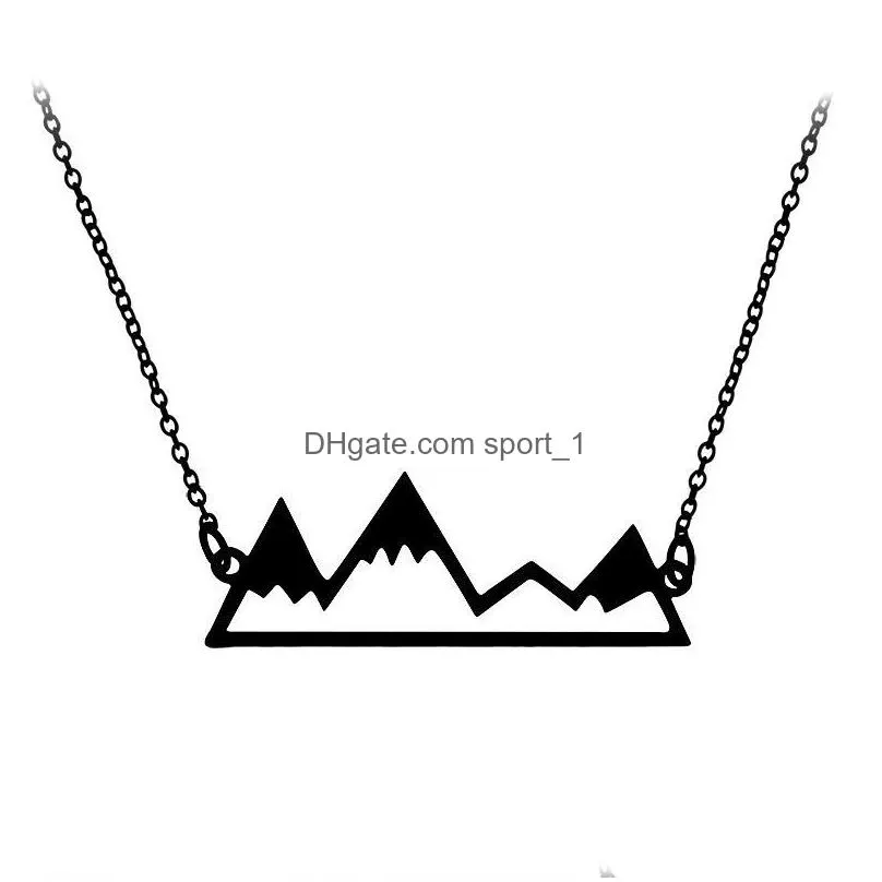 gold silver plated minimalist mountain top pendant snowy mountain necklace hiking outdoor travel jewelry mountains climbing gifts