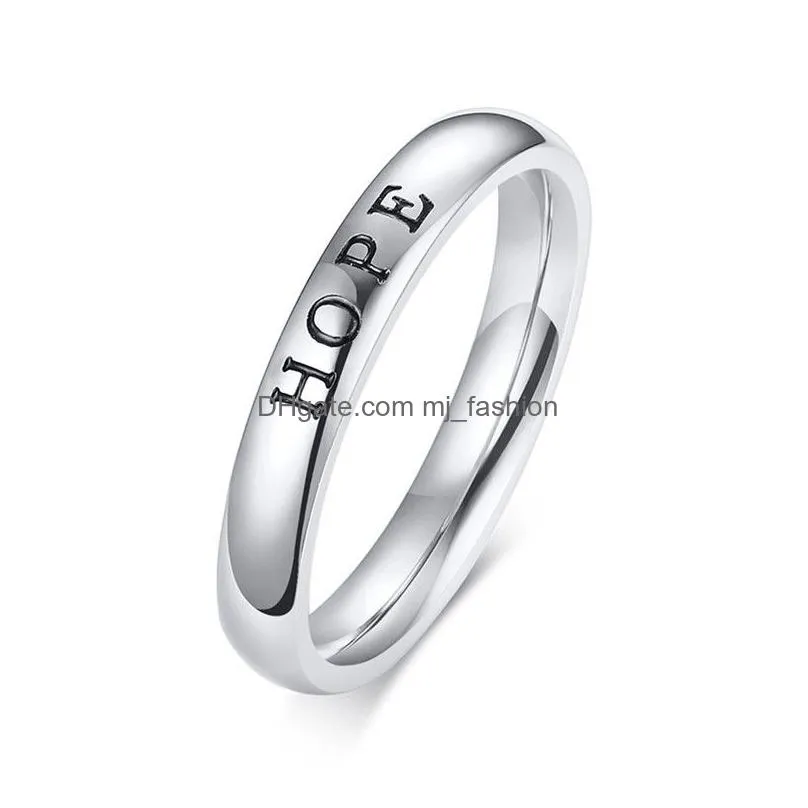 2020 new fashion hope faith love women ring elegant 316l stainless steel 3 tones female party accessories