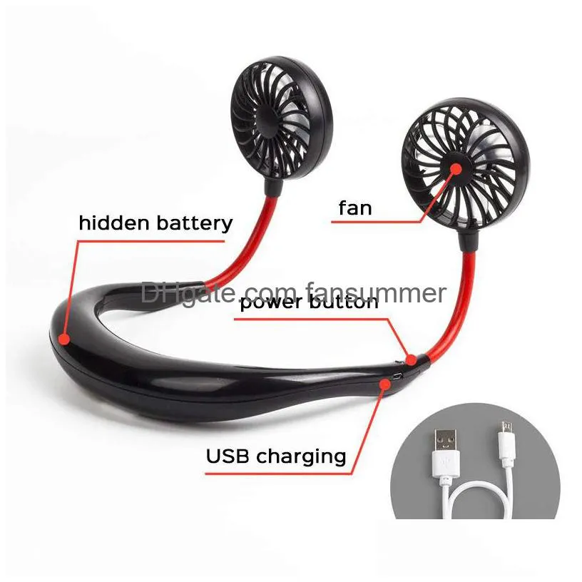 portable fan hand personal mini usb gadgets rechargeable 360 degree adjustment head hanging neck fans for travel outdoor220