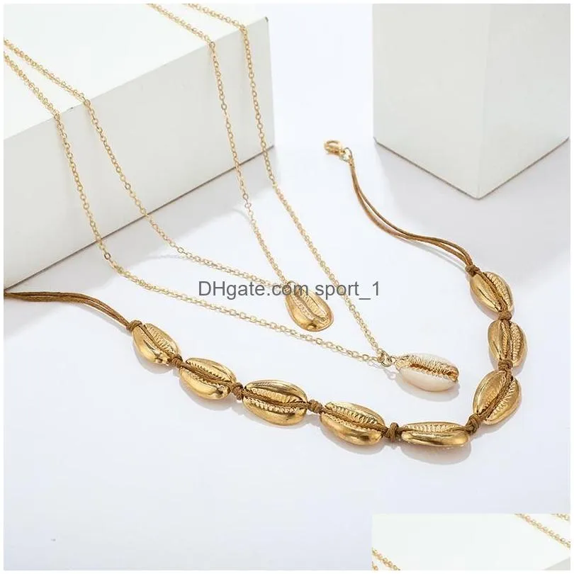  fashion gold shell necklace short pendant necklace chain women beach necklace jewelry girlfriend gift