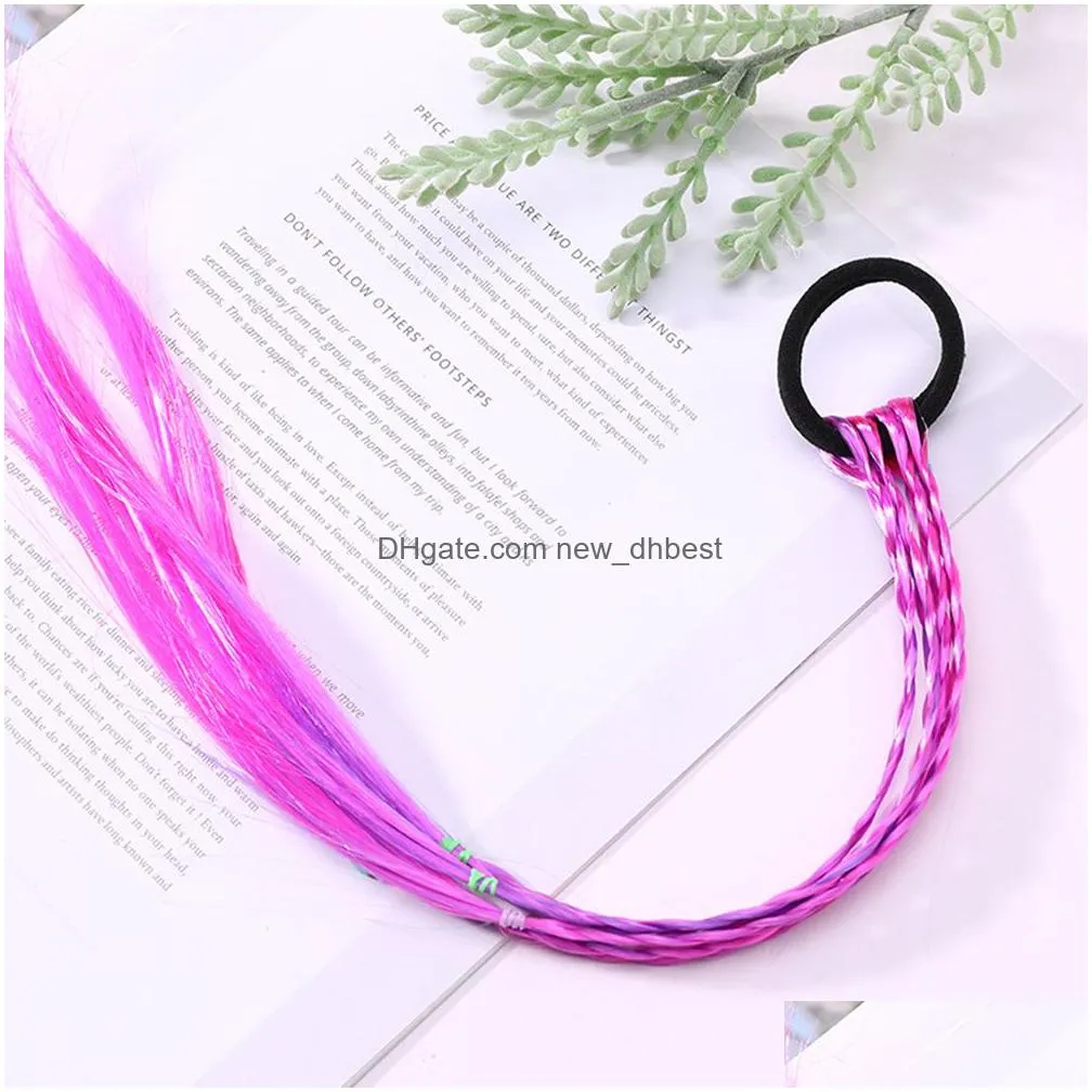 children wig braids multicolor mini clip kids elastics hair bands girl cute hair accessories korean style hair rope