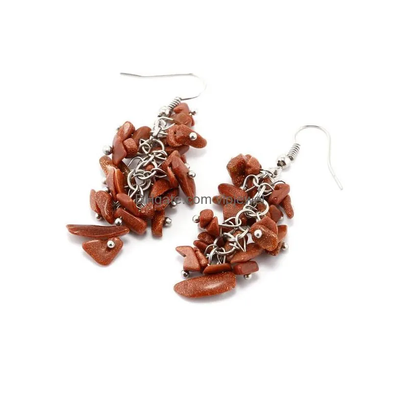 6colour creative fashion life tree earrings wholesale sale of natural stone crystal earrings