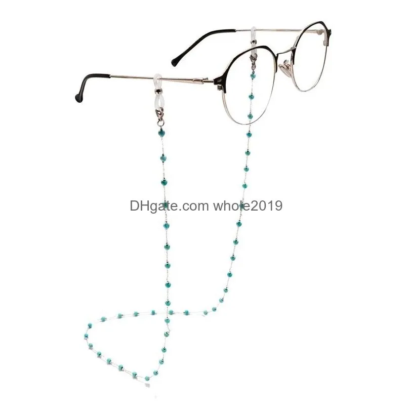 fashion eyeglasses chain blue stone beaded trendy women outside casual sunglasses accessory necklace gift hanging rope