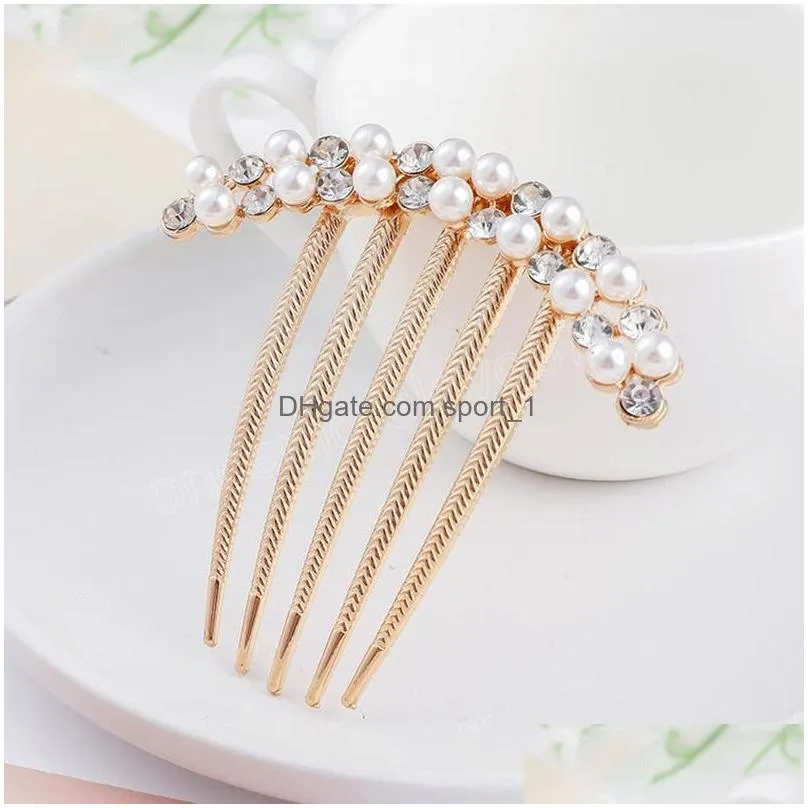 fashion women hairpins rhinestone pearl barrettes hair combs hair maker bun hair accessories headwear