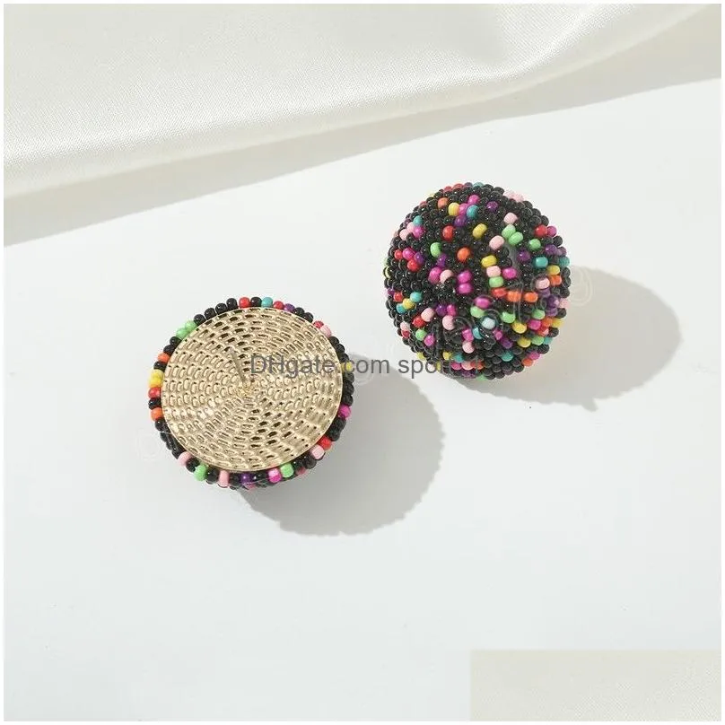 colorful vintage tiny bead bohemian stud earrings for women handmade ball black wedding party daily jewelry earrings