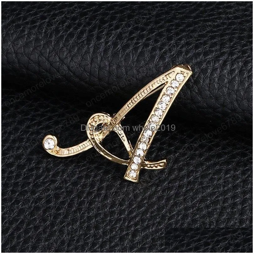 metal crystal brooch pin for men women english letter word pins and brooches suit shirt collar accessories jewelry gift