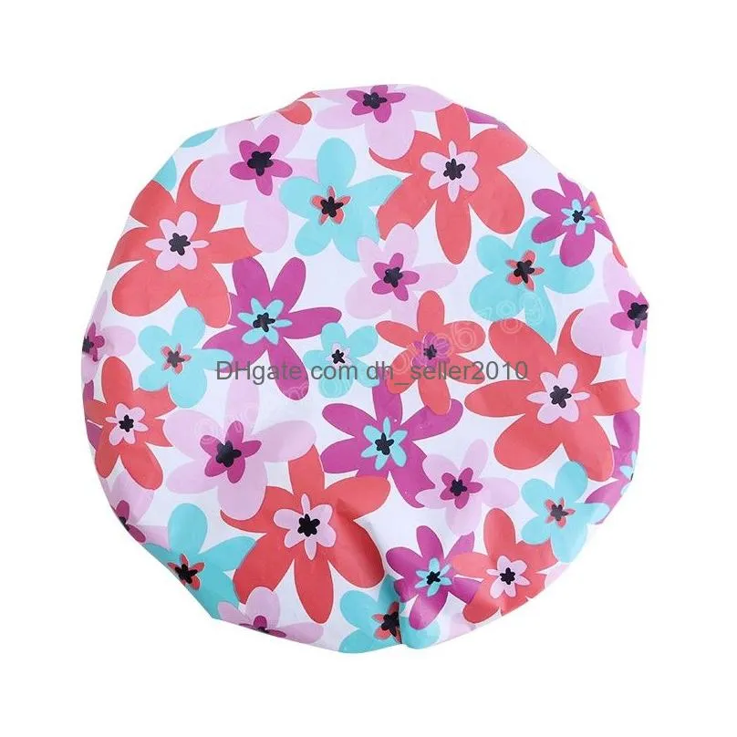 reusable terry lined shower cap double layer waterproof hair drying kitchen lady light oil fumeproof hat hair salon hair cover